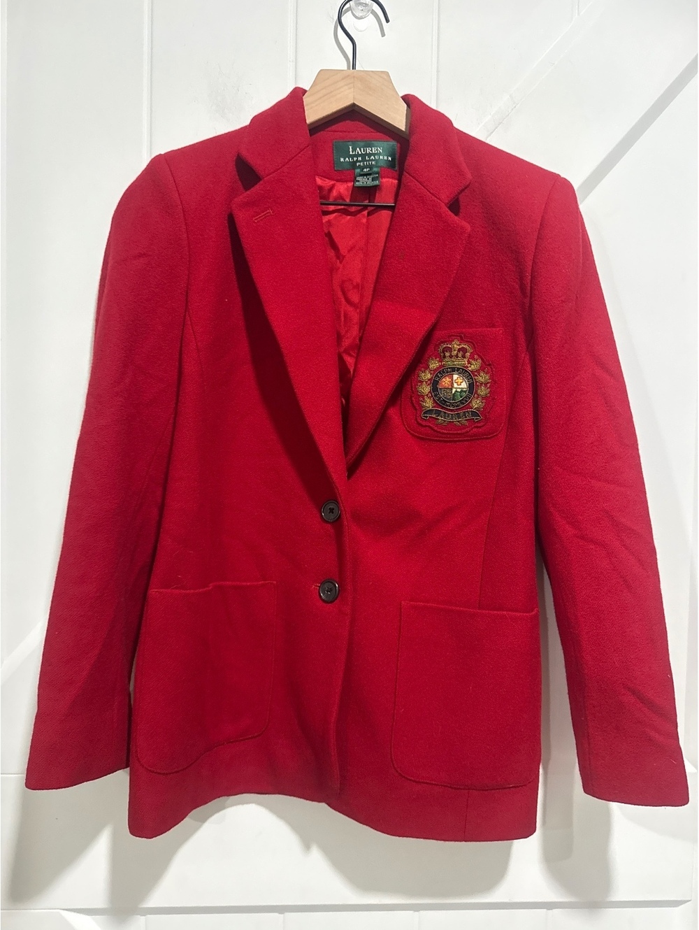 Vintage 1990's Lauren Ralph Lauren Red Wool & Cashmere Blend Blazer, 4P